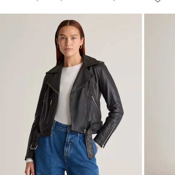 Quince Women’s Leather Motorcycle Jacket Size Large - Picture 1 of 3